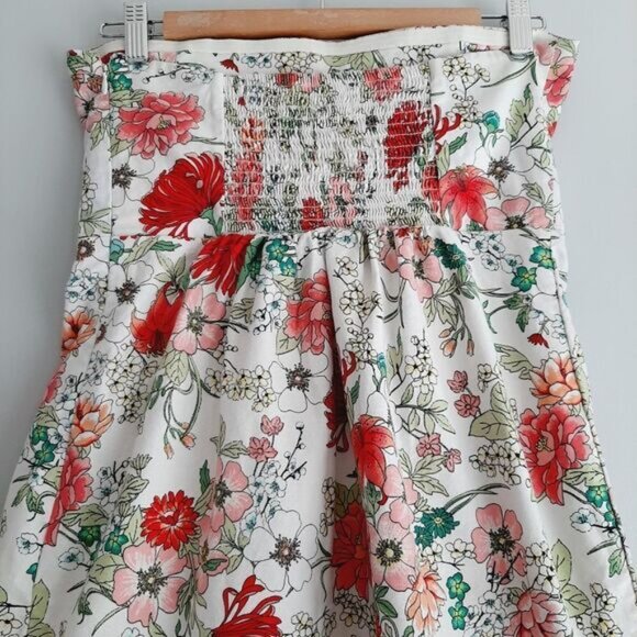 OLD NAVY Strapless Empire Waist Floral Mini Dress White Sz 8 - Picture 8 of 13